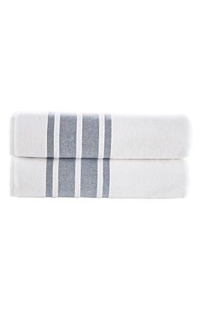 Brooks Brothers Contrast Boarder 2-Piece Towel Set in Navy at Nordstrom Rack, Size Bath Towel