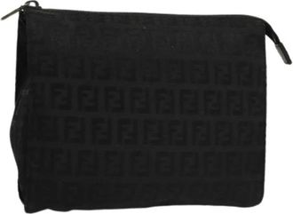 Fendi Pre-owned Clutches, female, Black, Size: ONE SIZE Pre-owned Vintage Canvas Clutch