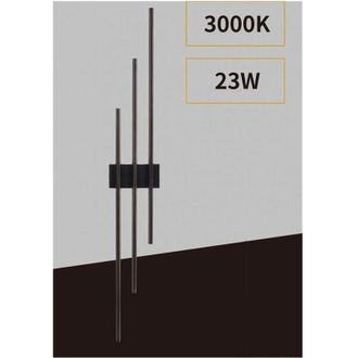 Trade Shop Trade Shop Traesio - Applique Da Muro Led 23w Moderna 3 Linee Verticali Nero Luce Calda Naturale Aq13 - -Bianco Caldo