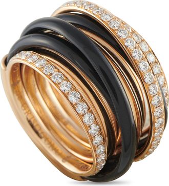 De Grisogono Allegra 18K Rose Gold 1.75ct Diamond and Black Ceramic Ring DG04-040826