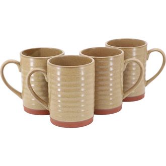 Gibson Home Terra Bella 4 Piece 18.5 Ounce Terracotta Mug Set in Beige at Nordstrom