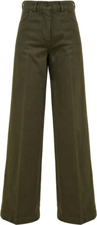 Aspesi Palazzo Broek - Dames - Wijde Broeken - Groen - S - Nylon - Broeken