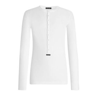 Dolce & Gabbana Serafino Ribbed Cotton Top - Tops - Hombre - Blanco - 2XL
