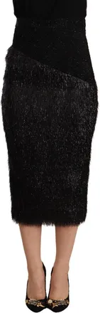 Masha Ma Tinsel High Waist Pencil Midi Viscose Womens Skirt