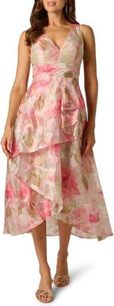Adrianna Papell Cascade Floral Organza Gown in Sage Multi at Nordstrom, Size 12