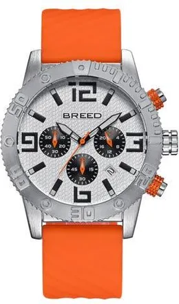 Breed Double Agent Chronograph Watch with Date in Silver/orange at Nordstrom