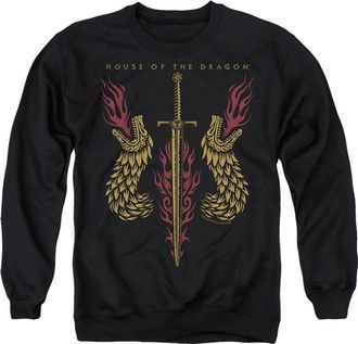 Gildan House Of The Dragon Sword And Dragon Heads Adult Crewneck Sweatshirt