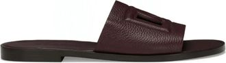 Dolce & Gabbana Burgundy Deerskin Logo Slides - Dames - Sandalen - Rood - 44 1/2 EU - Schoenen