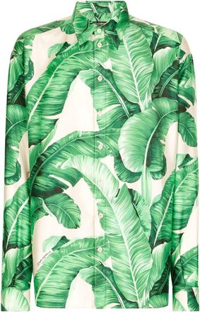 Dolce & Gabbana leaf-print silk shirt - men - Silk - 42 - Green