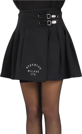 GCDS Pleated Mini Skirt With Wrap Closure And Structured Silhouette