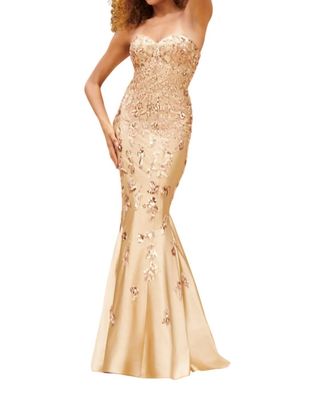 Faviana Strapless Sweetheart Gown In Gold