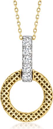 Ross-Simons Diamond Mesh Circle Pendant Necklace in 18kt 2-Tone Gold