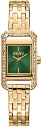 DKNY Signature Shape Crystal Bezel Tank Bracelet Watch, 20mm x 33mm in Dark Green at Nordstrom