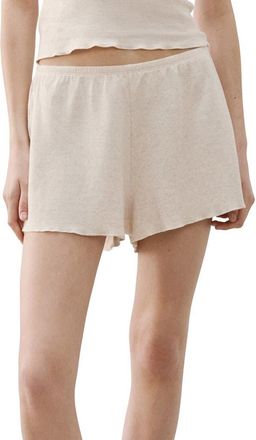 Mango Cotton Blend Pajama Shorts in Beige at Nordstrom, Size Medium