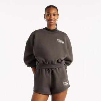 New Balance Donna Trackside Fleece Crew in Grigio, Taglia XL