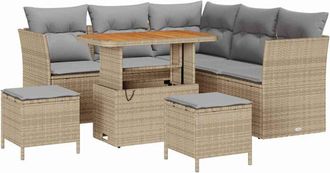 vidaXL Garden Sofa Set with Cushion 8 pcs Beige and light grey vidaXL