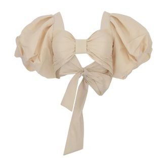 Actualee Overhemden, Dames, Beige, S, Polyester, Blouse met gedrapeerde pofmouwen