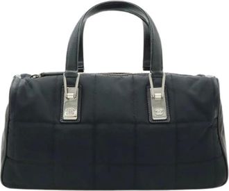 Chanel Pre-owned Handbags, female, Black, Size: ONE SIZE Pre-owned Chocolate Bar Nylon Lambskin Handbag