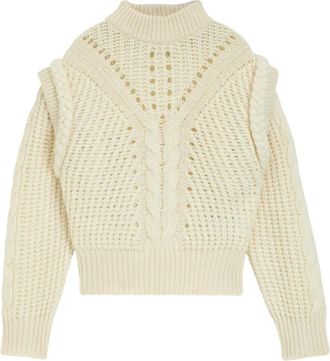 HUGO BOSS C Fasta Sweater - Dames - Ronde hals truien - Wit - M - Wol - Truien & Vesten