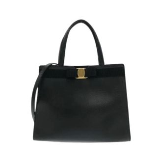 Ferragamo Pre-owned Handbags, female, Black, Size: ONE SIZE Pre-owned Calf Handbag