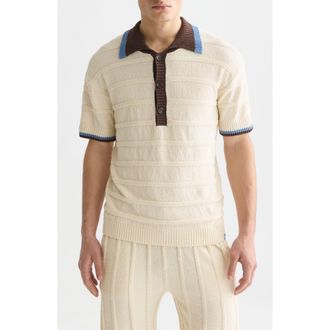 Scotch & Soda Loose Fit Contrast Trim Polo in Eggnog at Nordstrom, Size Xx-Large