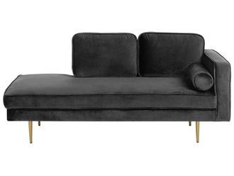 Beliani Chaise longue derecho terciopelo negro