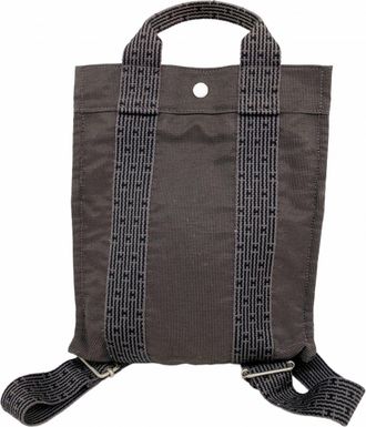 Herm&egrave;s Gray Canvas Backpack (Pre-Owned)