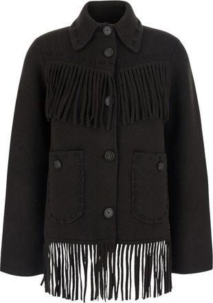 Guest In Residence Western Fringe Jacket - Dames - Vesten - Zwart - M - Wol - Truien & Vesten