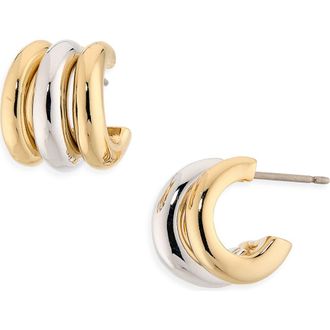 Kate Spade New York tiny twinkles two tone trio huggie hoop earrings in Gold Silver at Nordstrom