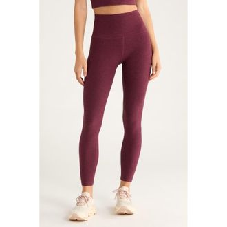 Beyond Yoga Caught in the Midi High Waist Leggings in Midnight Burgundy He at Nordstrom, Size X-Small