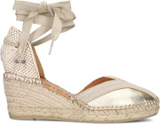 Shabbies Amsterdam Gouden Espadrilles met Sleehak - Dames - Sleehakken - Geel - 40 EU - Jute - Schoenen