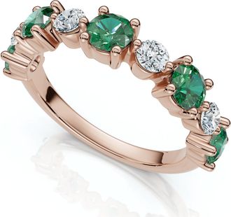 Pompeii3 1Ct Sylvia Emerald & Diamond Anniversary Ring Gold Lab Grown