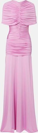 Self Portrait Caped ruched jersey maxi dress