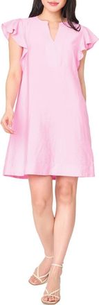 Gibsonlook Flutter Sleeve Notch Neck Shift Dress in Lilac at Nordstrom, Size X-Large