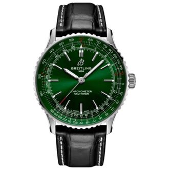 Breitling Navitimer Automatic 41 Green Dial Black Leather Strap Mens Watch A17329371L1P1