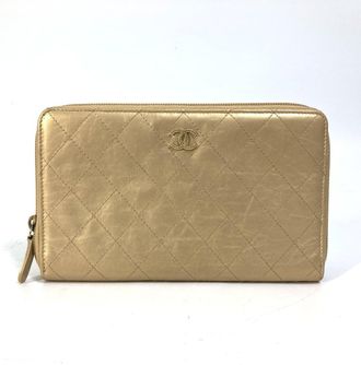 Chanel Matelasse Gold Leather Long Wallet (Bi-Fold) (Pre-Owned)