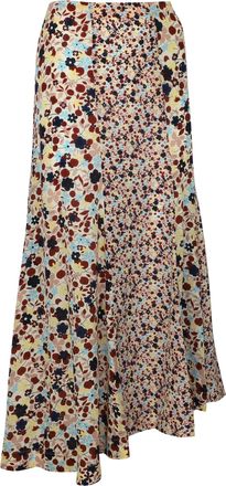 Theory Asymmetric Floral Maxi Skirt in Multicolor Silk