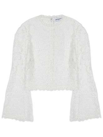 Self Portrait Crochet Floral Lace Flared Top
