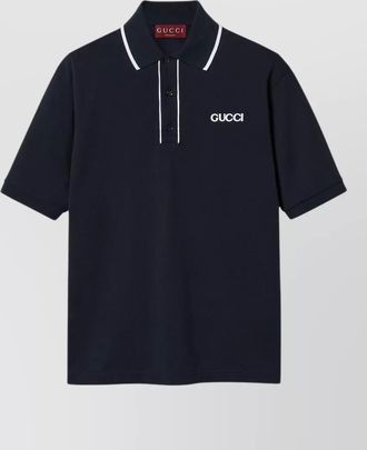 Gucci cotton pique polo shirt contrast trim