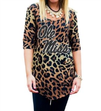 Gameday Couture Ole Miss Logo Tunic In Leopard