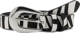Mango Zebra Print Calf Hair Belt in Black at Nordstrom, Size Medium
