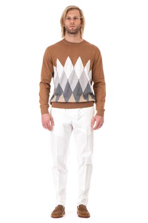 Ballantyne Diamond Cotton-Cashmere Crewneck Sweater