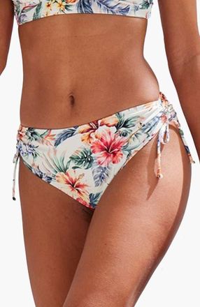 Lascana Womens Tropical Print Mid Rise Bikini Bottom in Ivory Printed at Nordstrom, Size 10