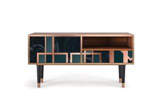 StoryZ Mueble de TV azul-verde 1 caj&oacute;n y 1 puerta L 115 cm