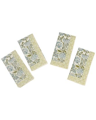 Tiramisu Fresh Foliage Block Print Cotton Napkins