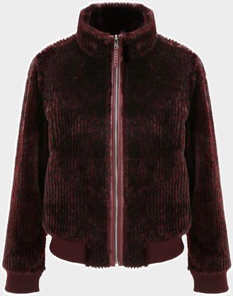 Gorski Reversible Select Grooved Shearling Lamb Insignia Bomber Jacket