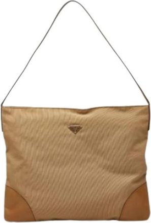 Prada Pre-owned Schoudertas - Dames - Vintage Schoudertas - Beige - ONE Size - Leer - Vintage