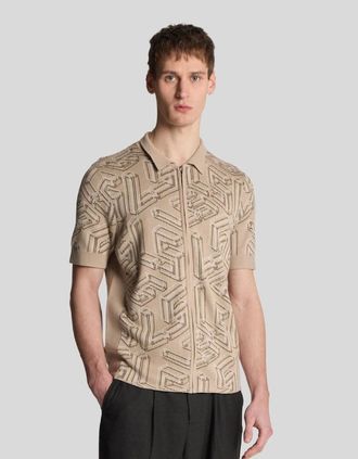 Lyle & Scott Lyle And Scott Mens Emblem Double Knit Zip Through Polo Shirt - Grey - Size: 34