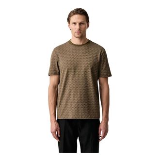 Michael Kors Signature Logo Print Katoenen Jersey T-shirt - Heren - Tops - Groen - Maat: M Katoen