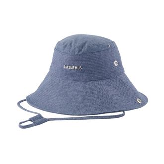 Jacquemus Hats, unisex, Blue, Size: 56 CM Blue Synthetic Leather Lined Bob Hat